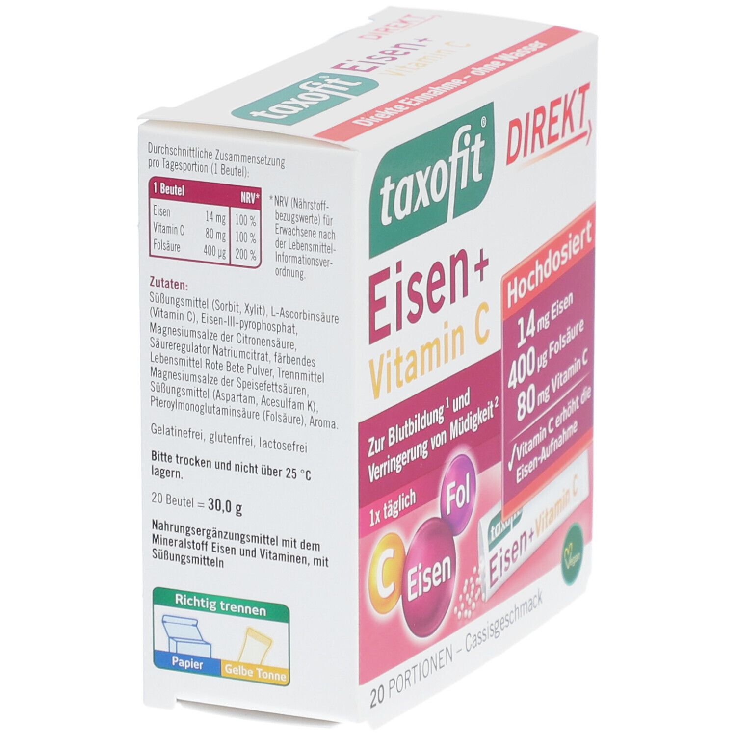 Taxofit Eisen+Vitamin C Direkt Granulat 20 St