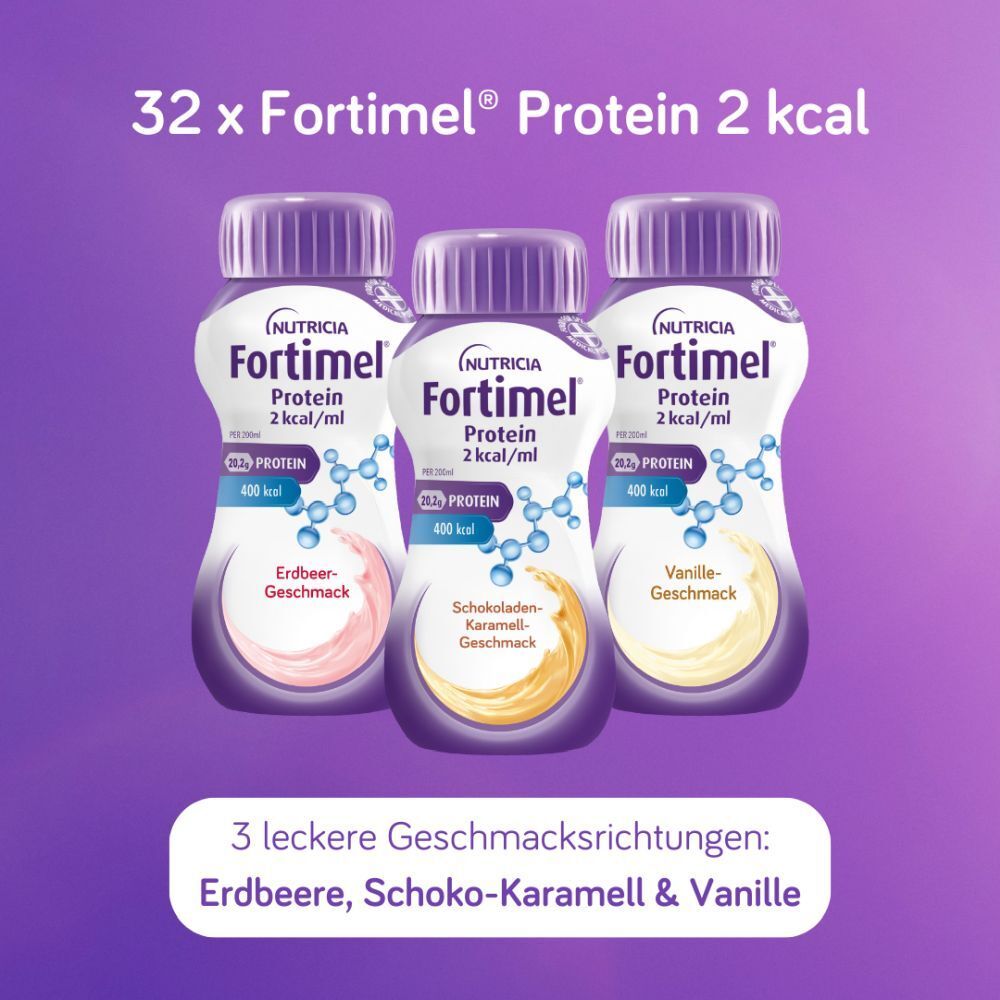 Fortimel Protein 2 kcal Mischkarton Trinknahrung 32x200 ml Flüssigkeit