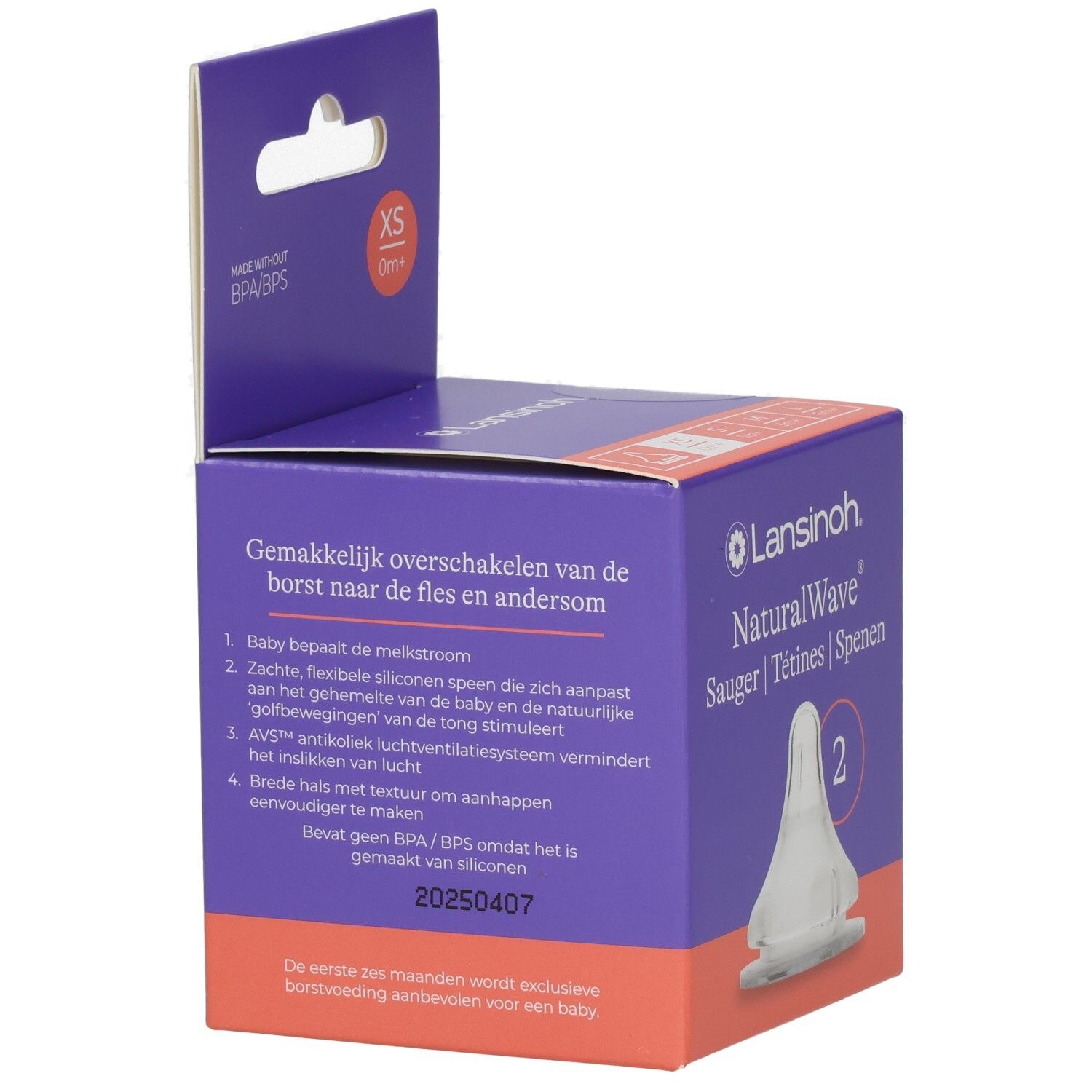 Biberons Lansinoh NaturalWave® Anti-coliques 240 Ml - Lot De 2 Avec Couvercle Empilable