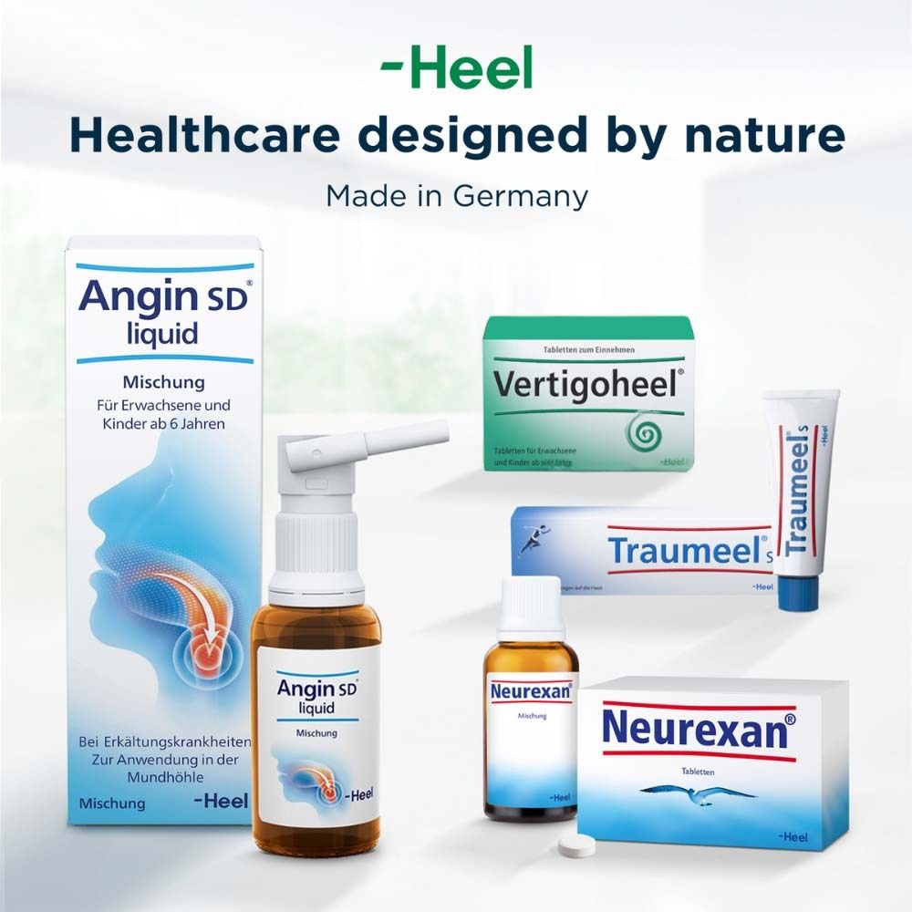 Produktübersicht. Angin SD liquid, Vertigoheel, Traumeel, Neurexan und weitere Produkte.