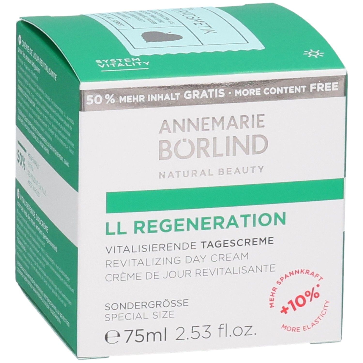 Annemarie Börlind LL Regeneration Tagescreme, 75ml Sondergröße. Vitalisierende Tagescreme mit +10% mehr Elastizität.