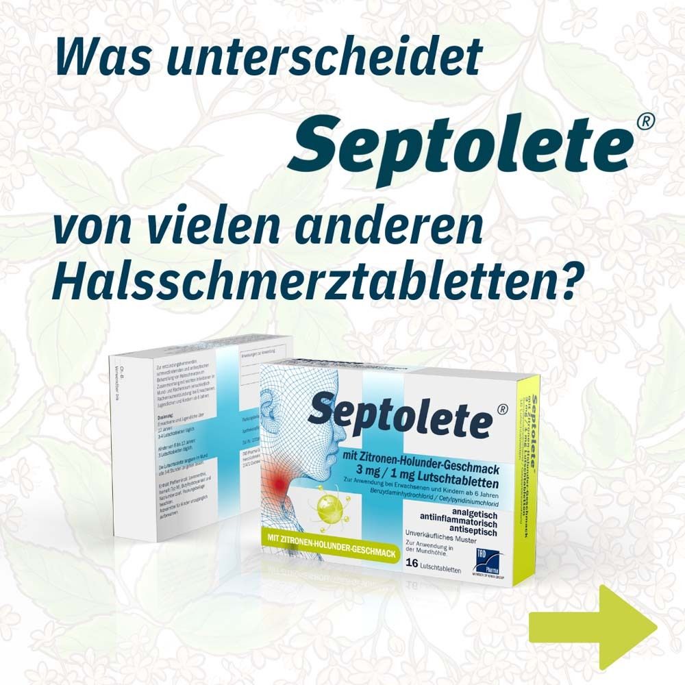 Septolete m.Zitronen-Holund.Geschm.3mg/1mg Lut.-T. 16 St Lutschtabletten