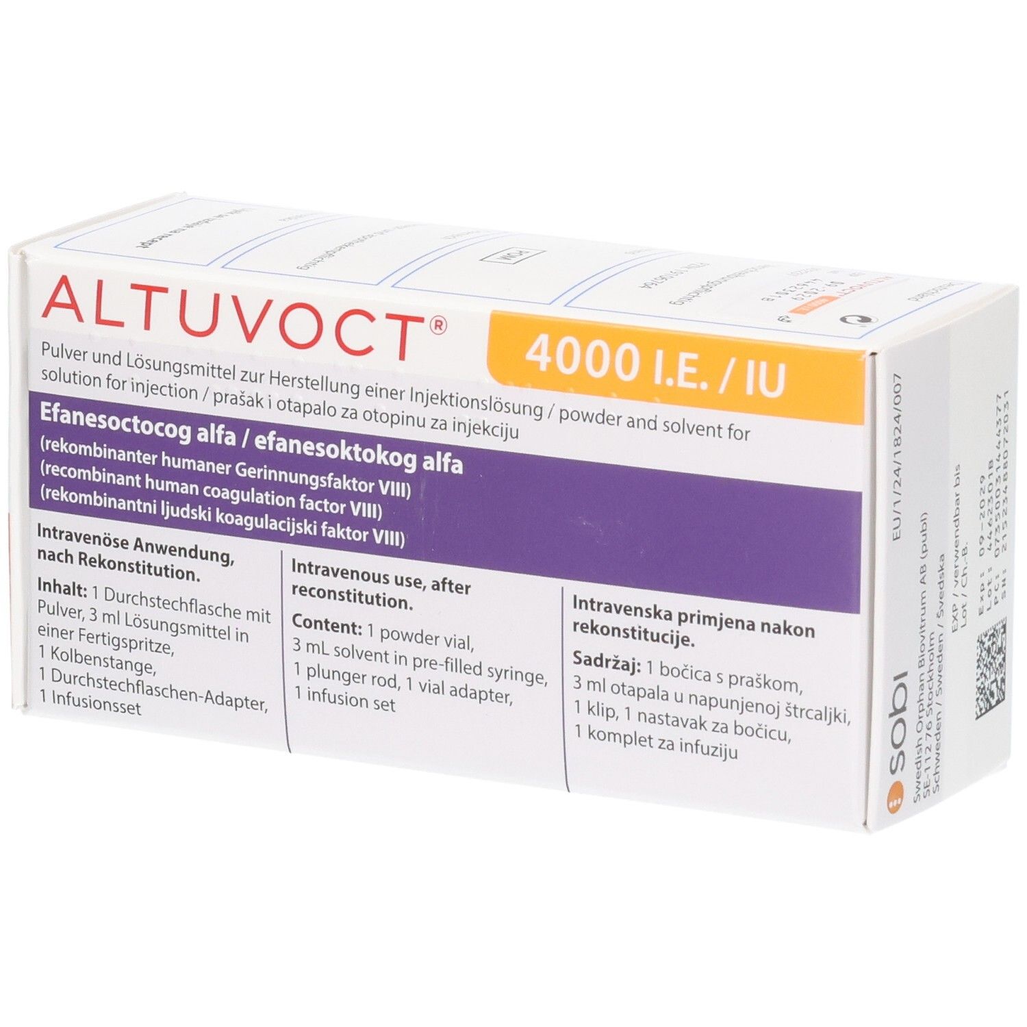 ALTUVOCT 4000 I.E./IU Pulver und Lösungsmittel zur Herstellung einer Injektionslösung.