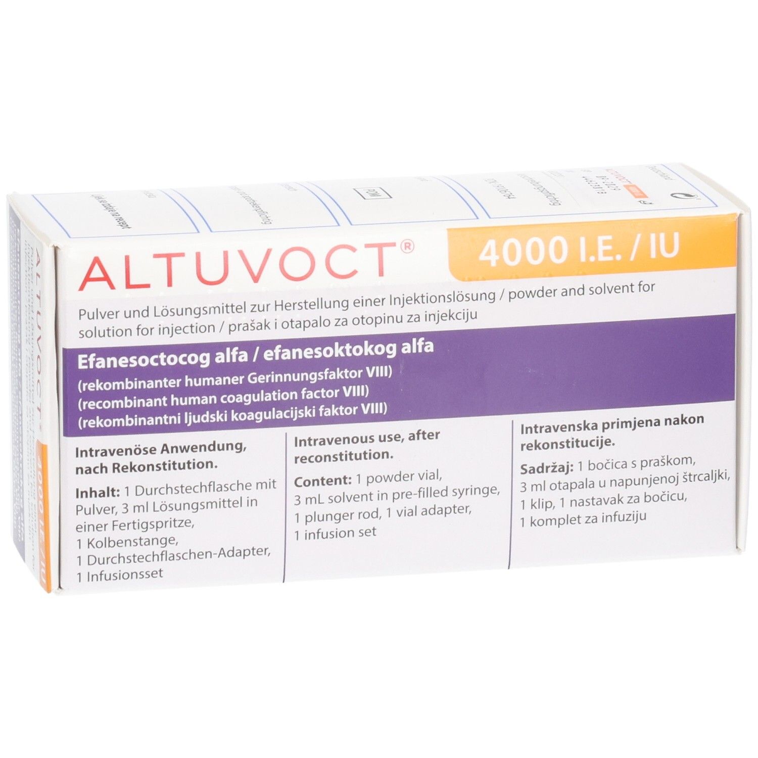 ALTUVOCT 4000 I.E./IU Pulver und Lösungsmittel zur Herstellung einer Injektionslösung.