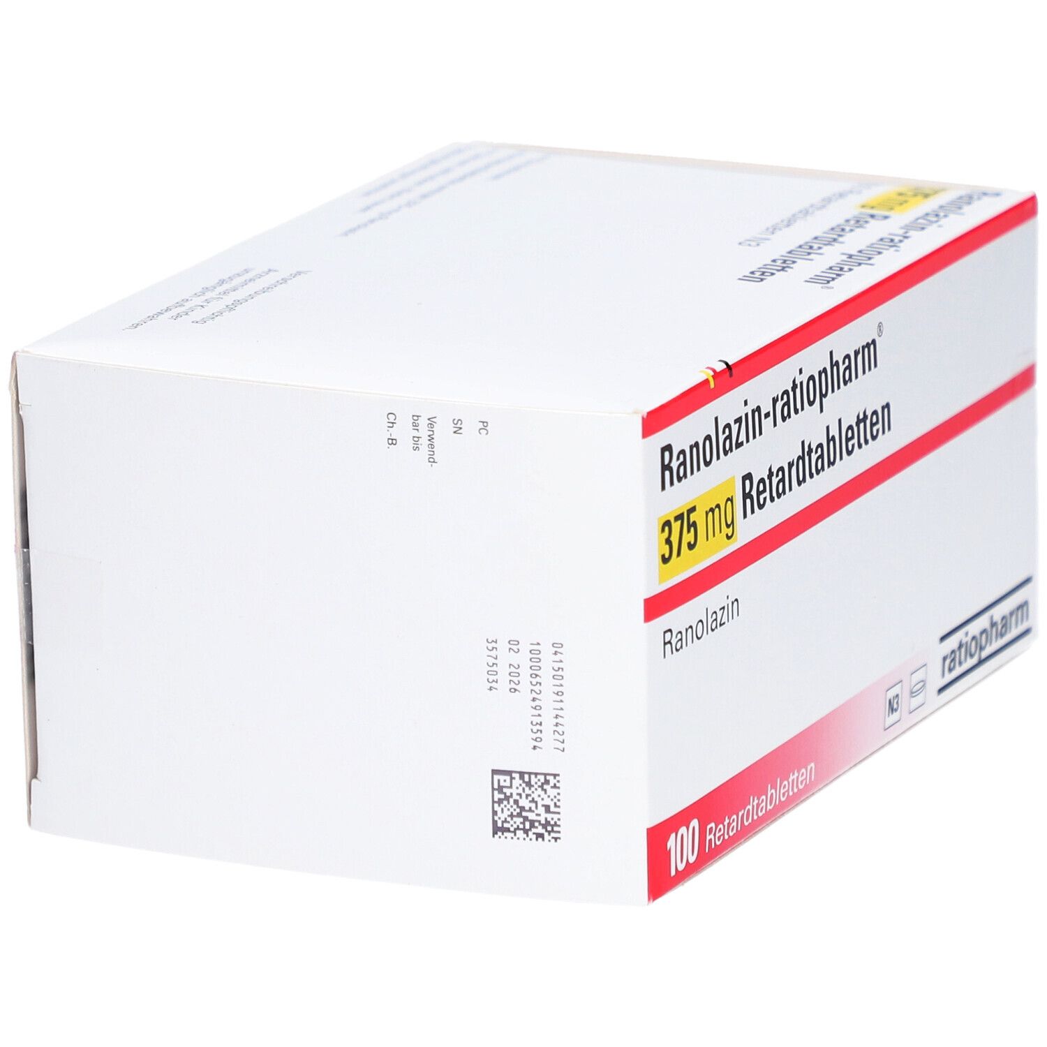 RANOLAZIN-ratiopharm 375 mg Retardtabletten 100 St Retard-Tabletten