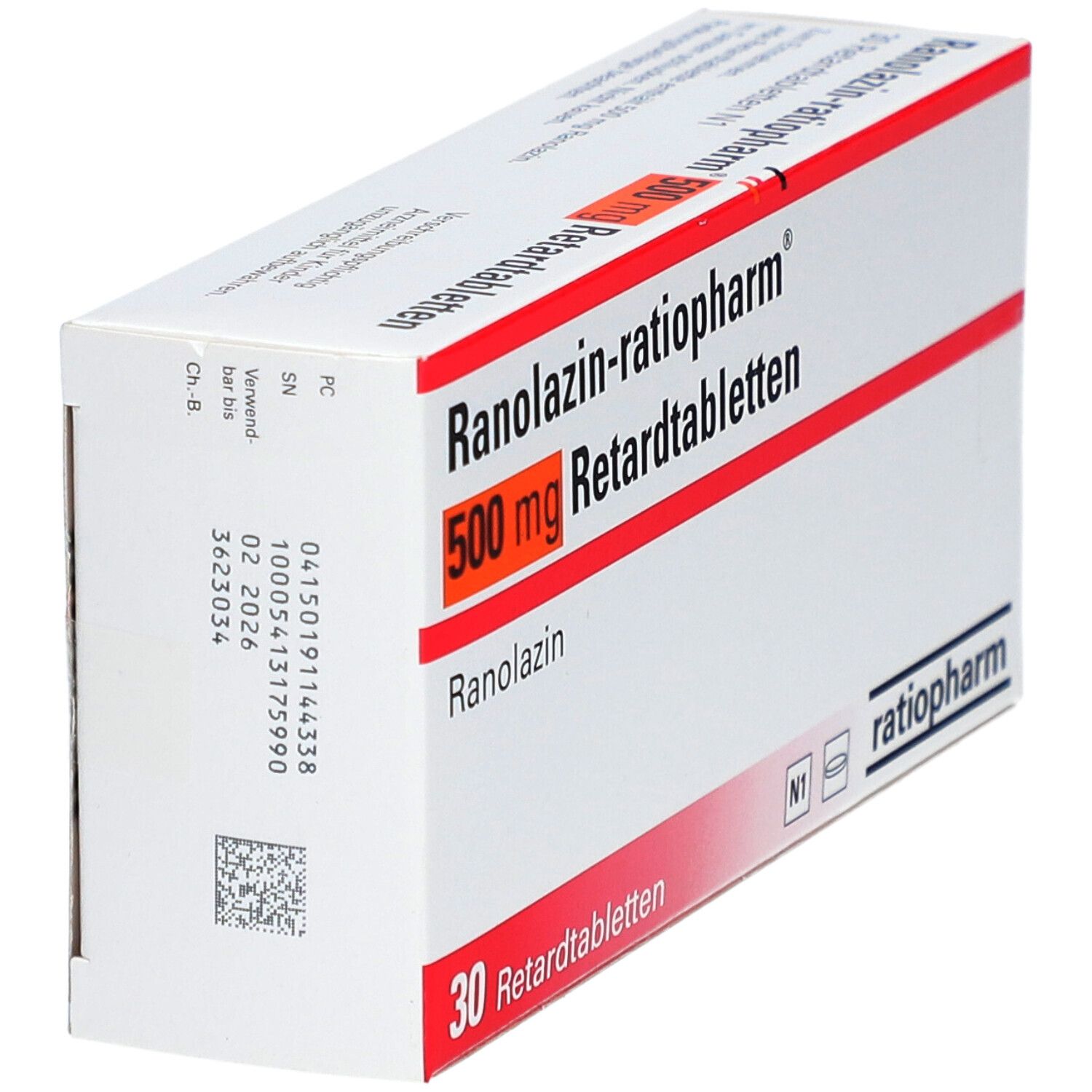 RANOLAZIN-ratiopharm 500 mg Retardtabletten 30 St Retard-Tabletten