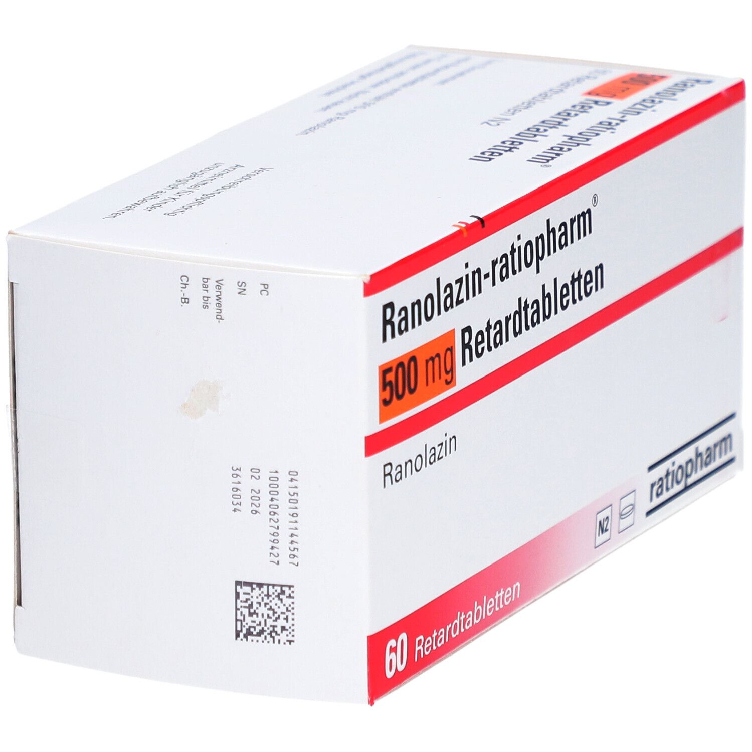 RANOLAZIN-ratiopharm 500 mg Retardtabletten 60 St Retard-Tabletten