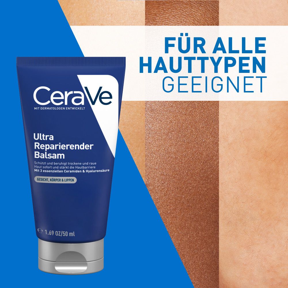 Tube CeraVe Ultra Reparierender Balsam. Für alle Hauttypen geeignet.