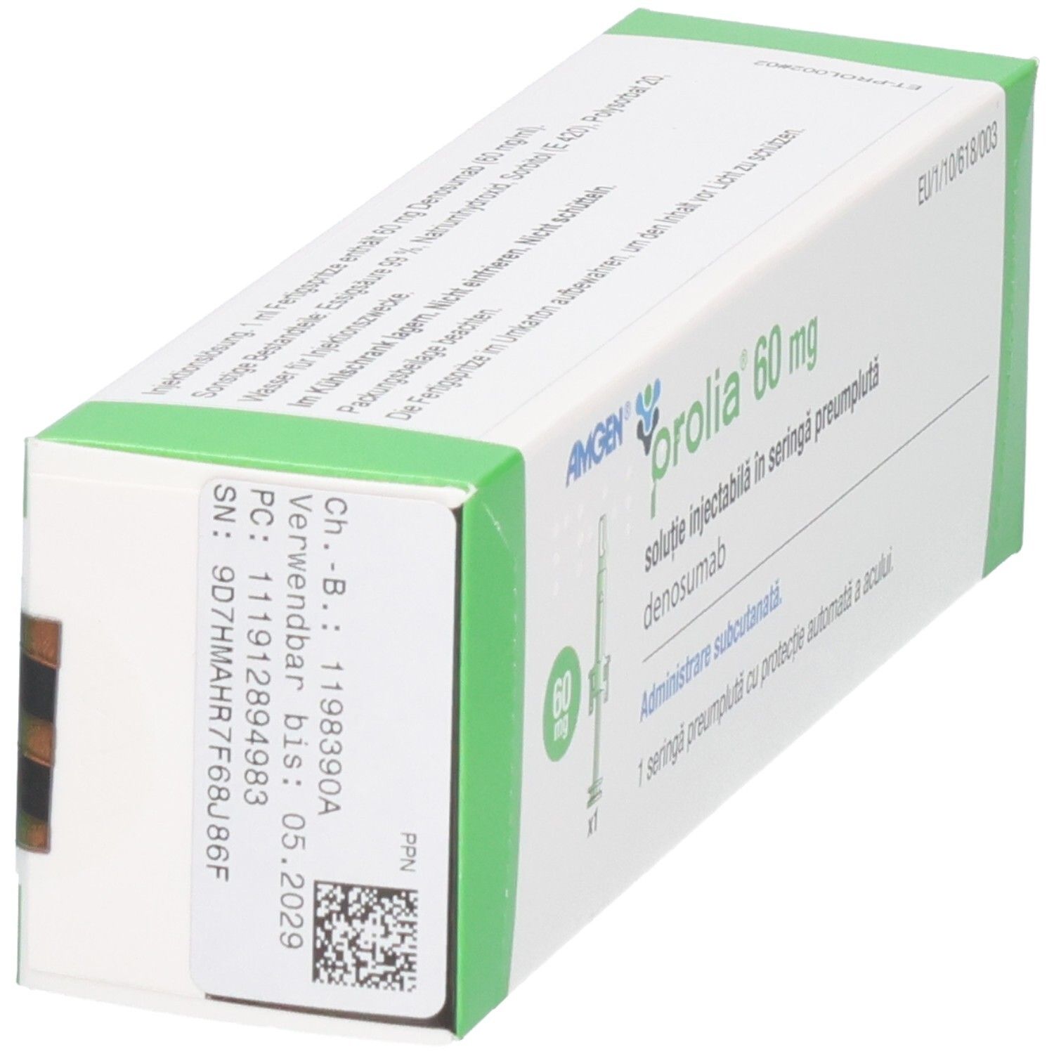 PROLIA 60 mg Injektionslösung in Fertigspritze. Subkutane Anwendung. Denosumab.