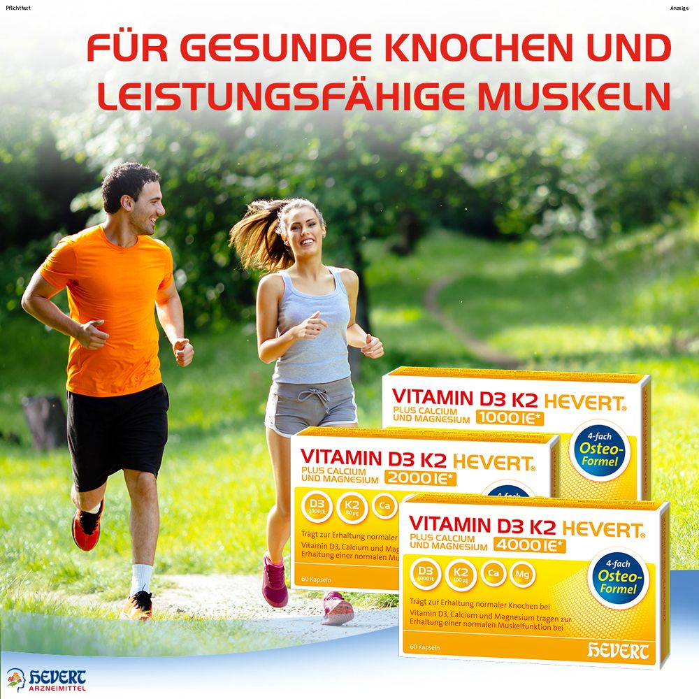 Vitamin D3 K2 Hevert® plus Calcium und Magnesium 4000 IE