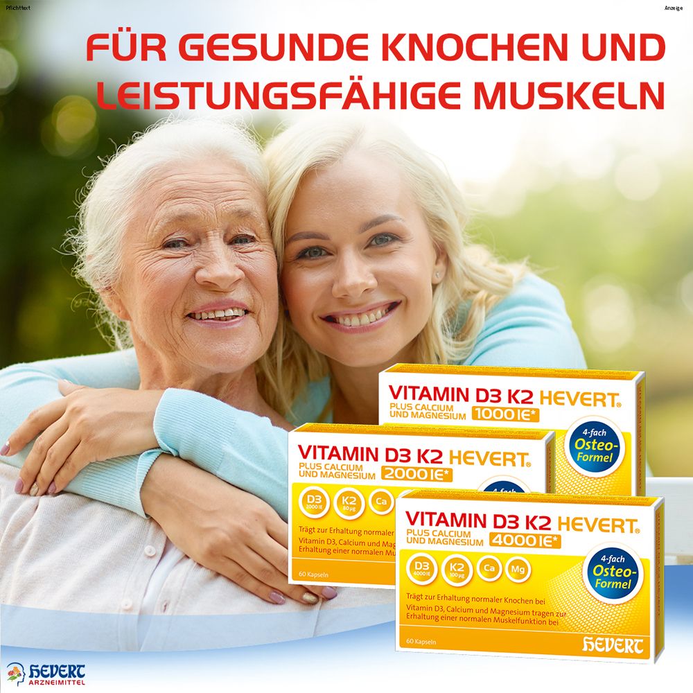 Vitamin D3 K2 Hevert® plus Calcium und Magnesium 4000 IE