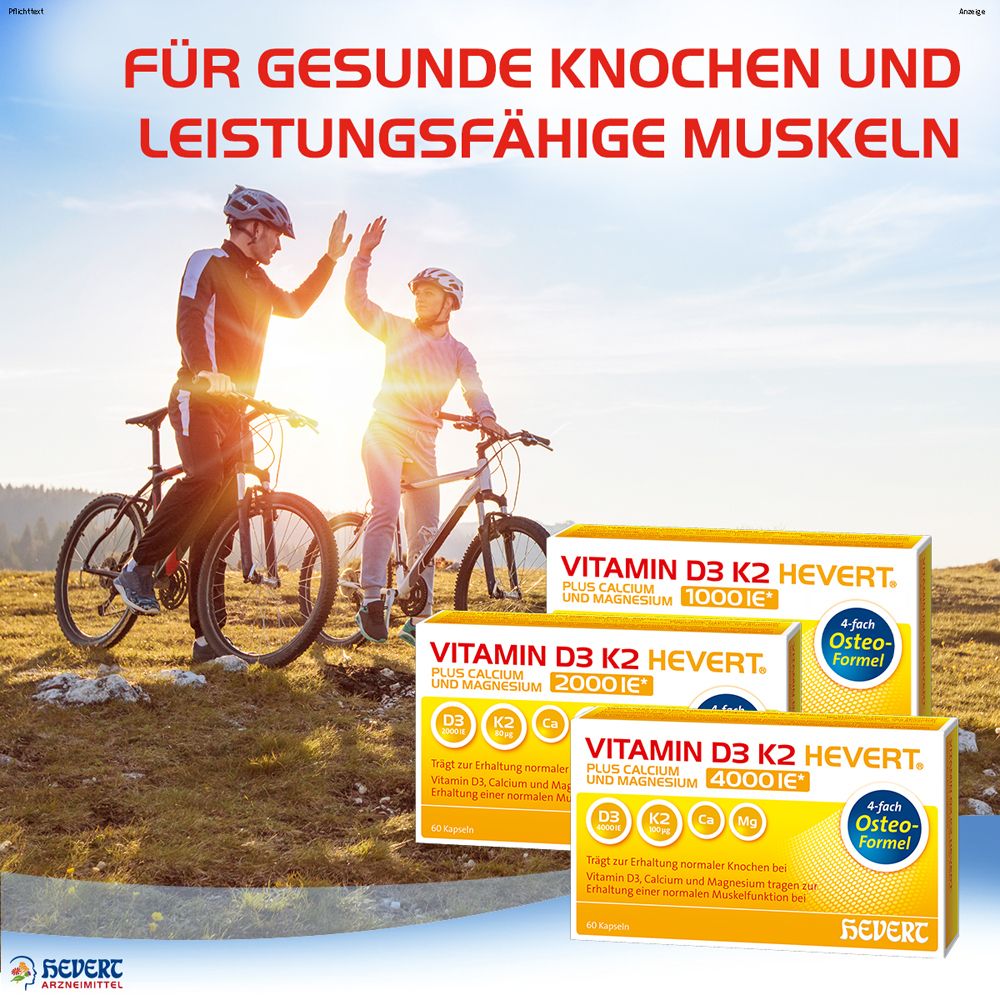 Vitamin D3 K2 Hevert® plus Calcium und Magnesium 4000 IE