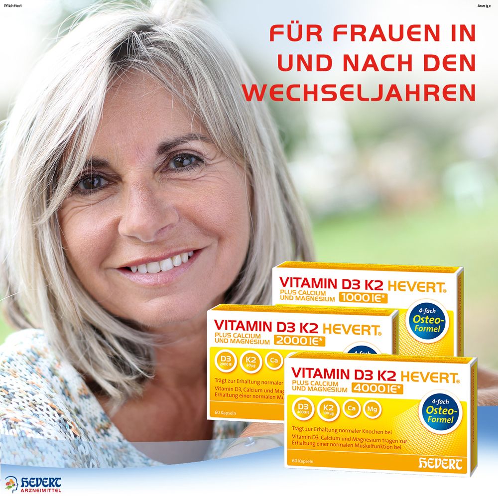 Vitamin D3 K2 Hevert® plus Calcium und Magnesium 4000 IE