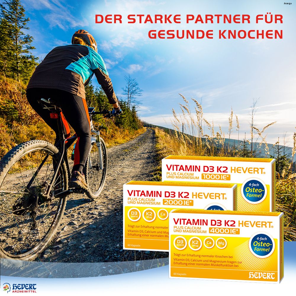 Vitamin D3 K2 Hevert® plus Calcium und Magnesium 4000 IE