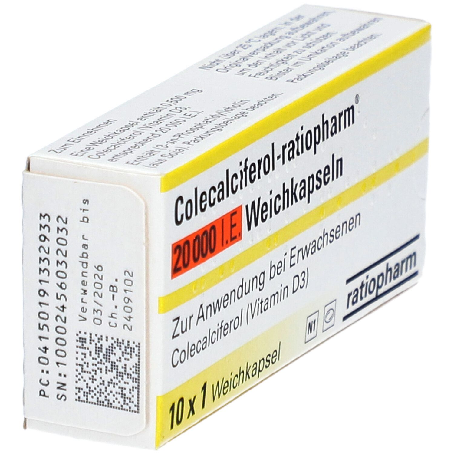 COLECALCIFEROL-ratiopharm 20.000 I.e. Weichkapseln 10 St