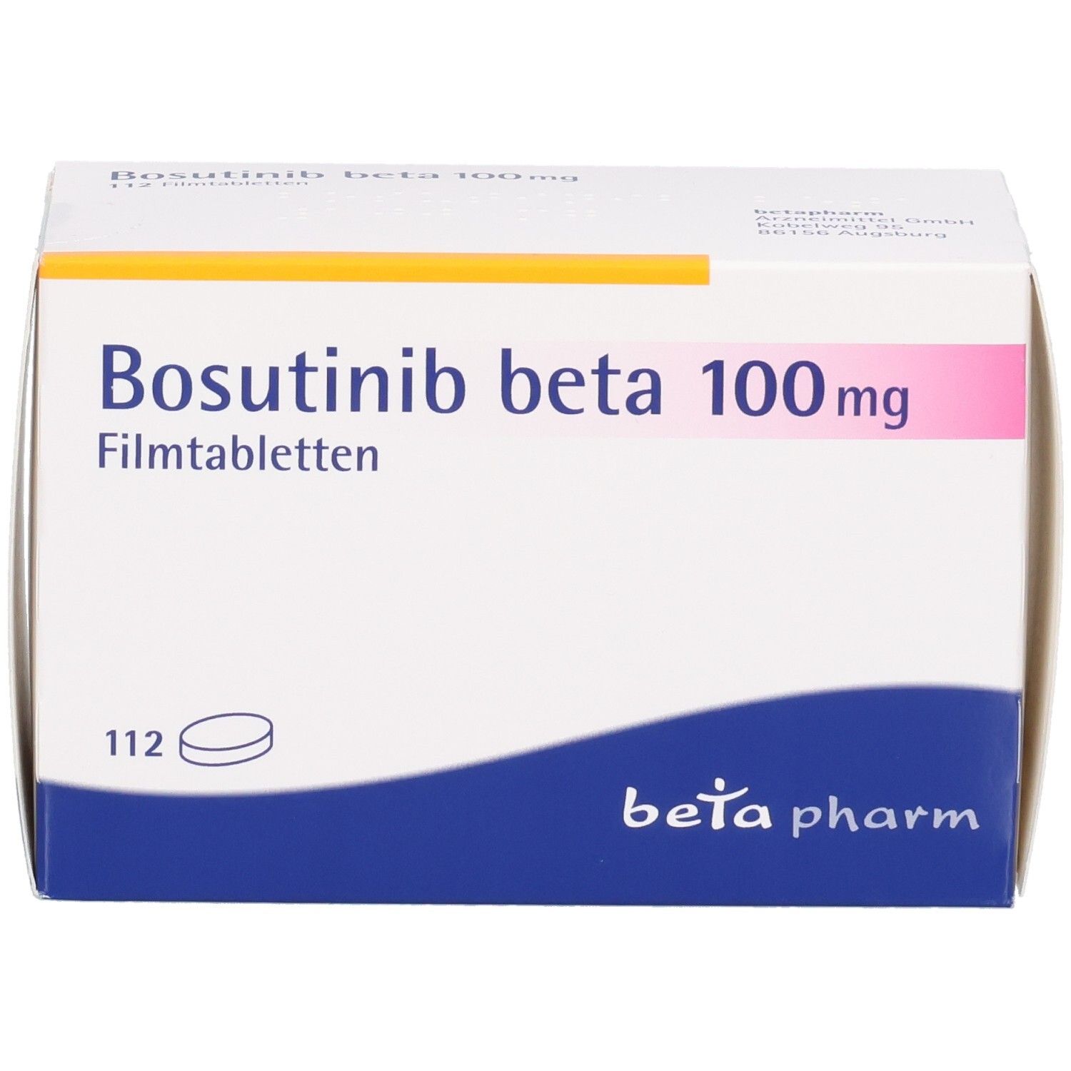 BOSUTINIB beta 100 mg Filmtabletten Schachtel, 112 Stück.