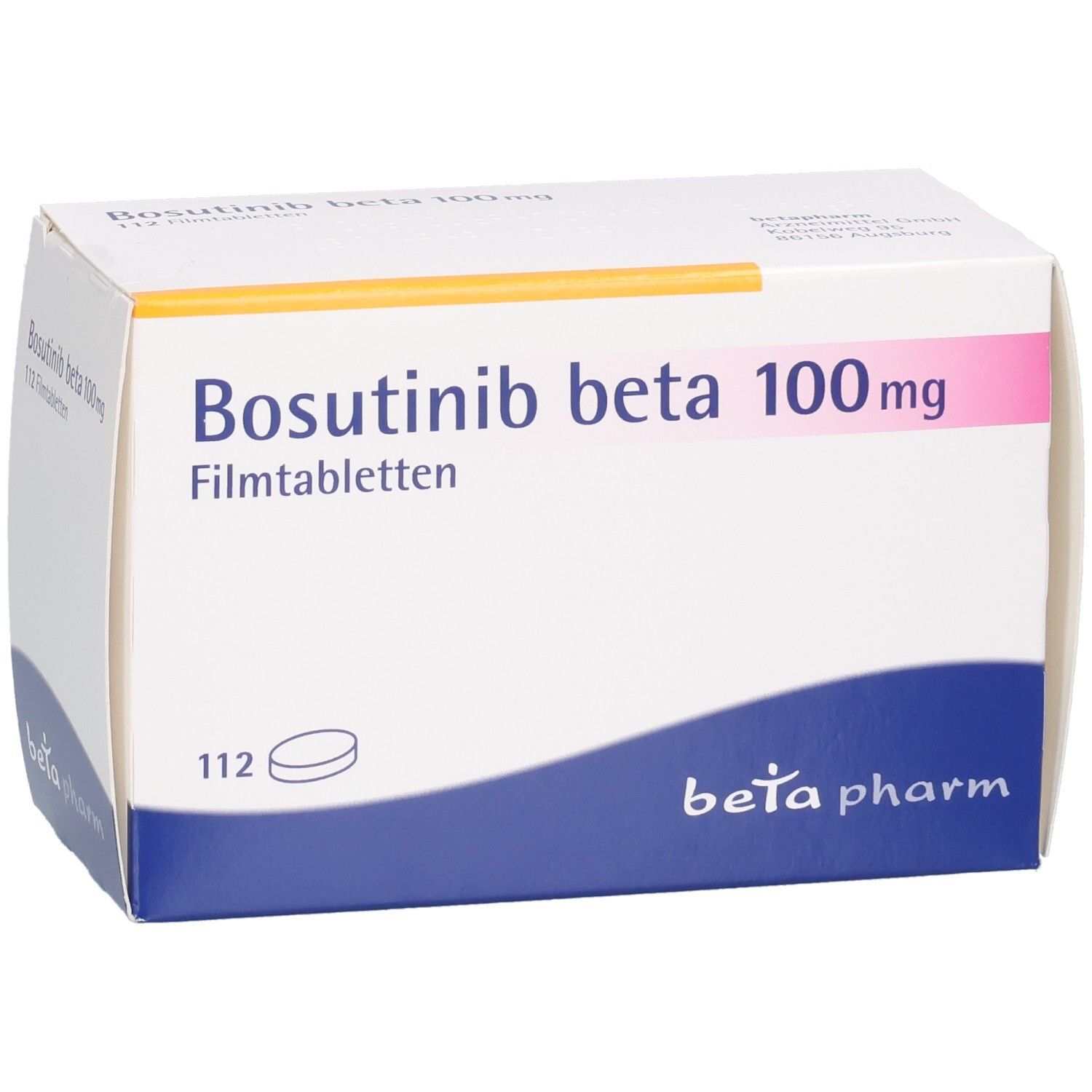 BOSUTINIB beta 100 mg Filmtabletten Schachtel, 112 Stück.