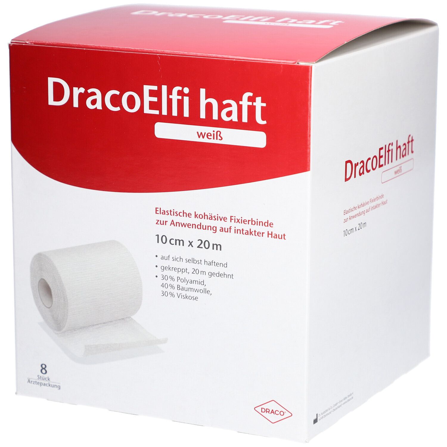 Dracoelfi haft elast.Fixierbinde 10 cmx20 m weiß 8 St Binden