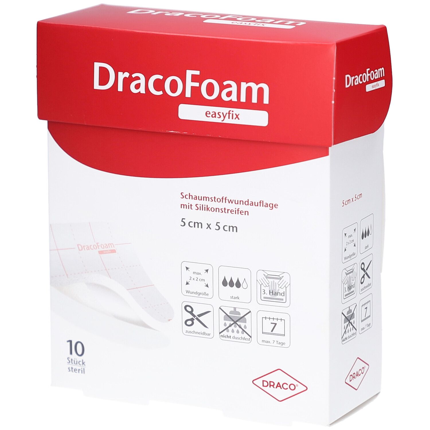 Dracofoam easyfix Schaumstoff Wundauflage 5x5 cm 10 St Verband