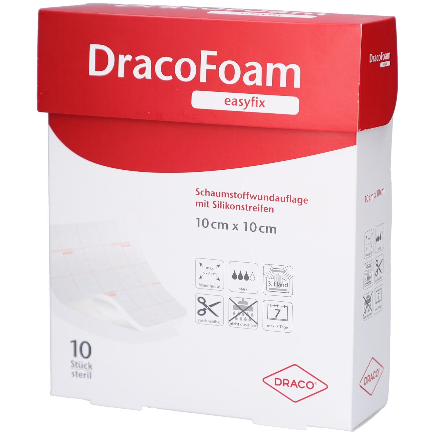Dracofoam easyfix Schaumstoff Wundauflage 10x10 cm 10 St Verband