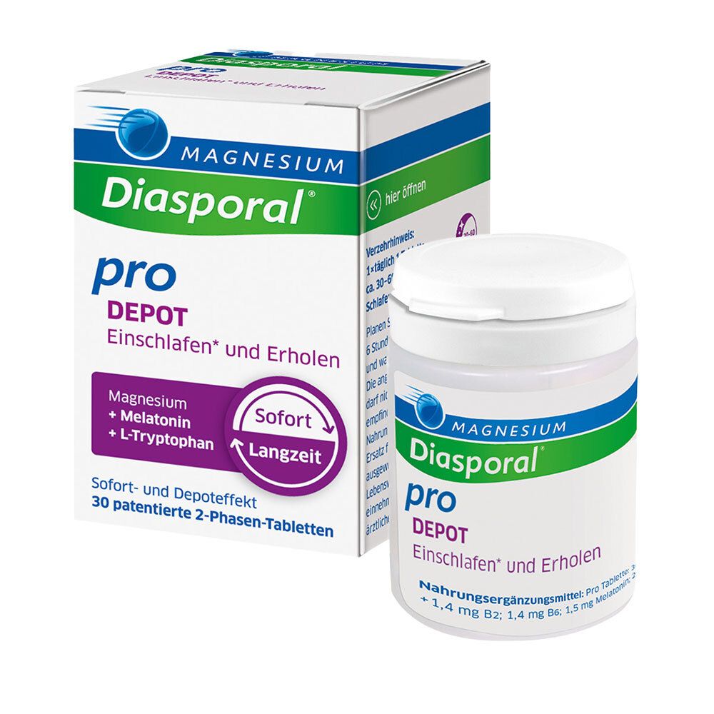 Magnesium-Diasporal® Pro DEPOT Einschlafen* und Erholen, patentierte 2-Phasen-Tabletten