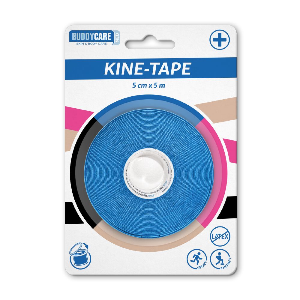 Kine-Tape latexfrei Buddycare med 5cmx5m blau 1 St Bandage(s)