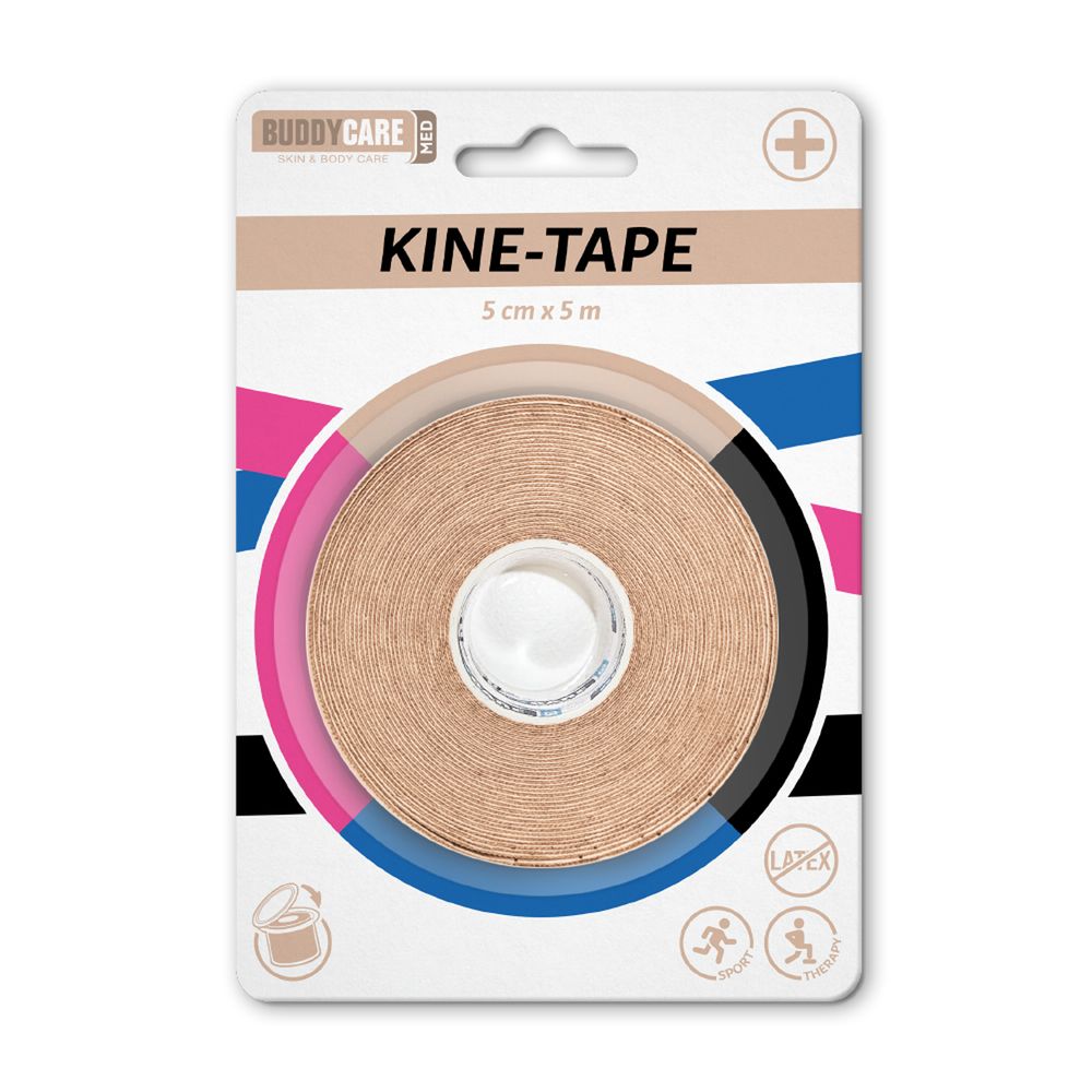 Kine-Tape latexfrei Buddycare med 5cmx5m haut 1 St Bandage(s)