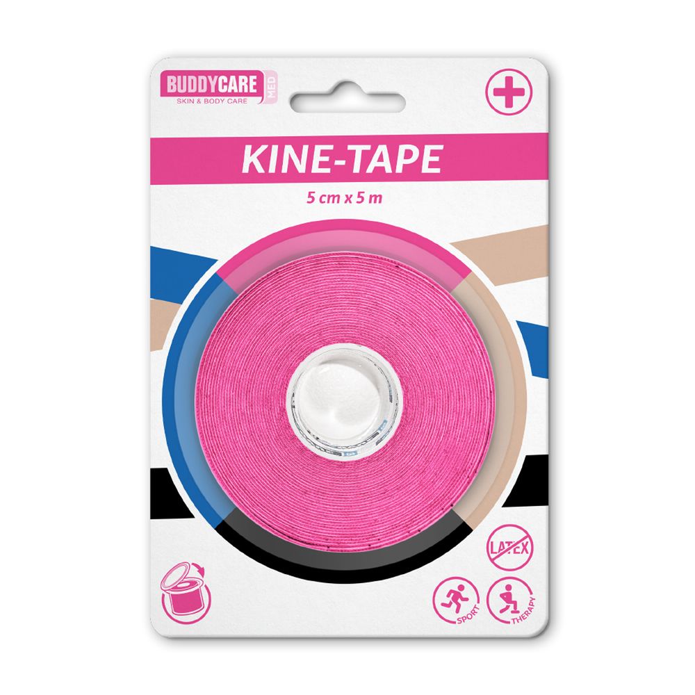 Kine-Tape latexfrei Buddycare med 5cmx5m pinkrosa 1 St Bandage(s)