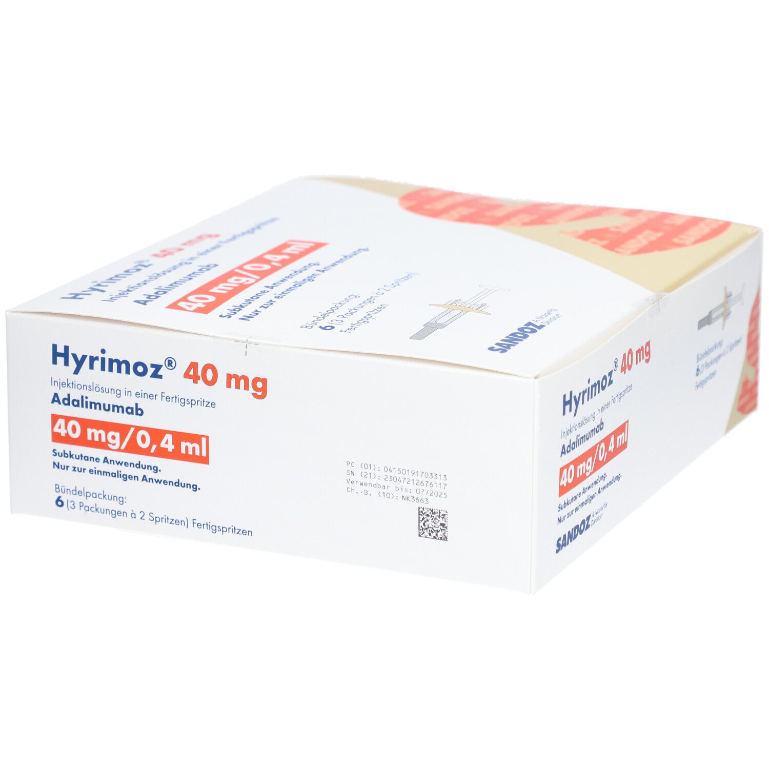 Hyrimoz 40 mg/0,4 ml Inj.-Lösung i.e.Fertigspritze 6 St Infusionsemulsion