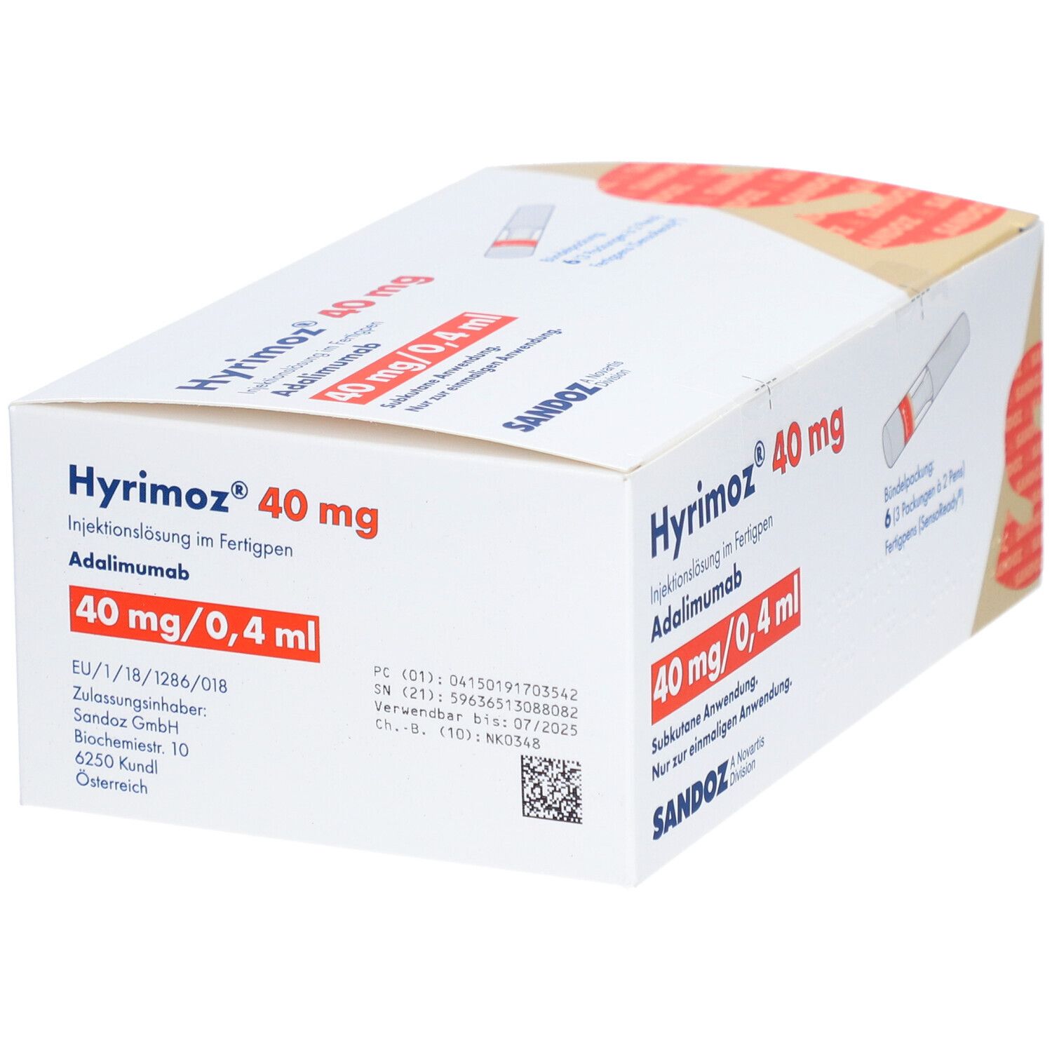 Hyrimoz 40 mg/0,4 ml Inj.-Lösung im Fertigpen 6 St Injektionslösung in einem