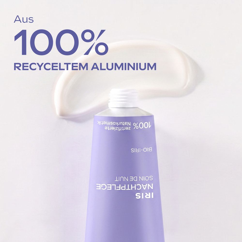 Weleda Iris Nachtpflege Tube aus 100% recyceltem Aluminium.