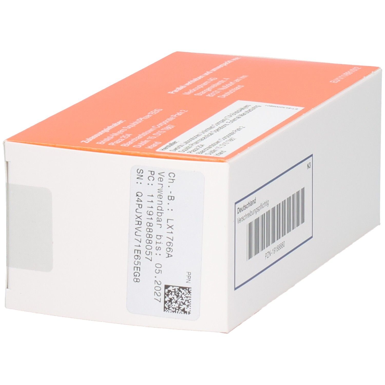 Eliquis Apixaban 5 mg Filmtabletten Schachtel mit Chargen- und PZN-Informationen.