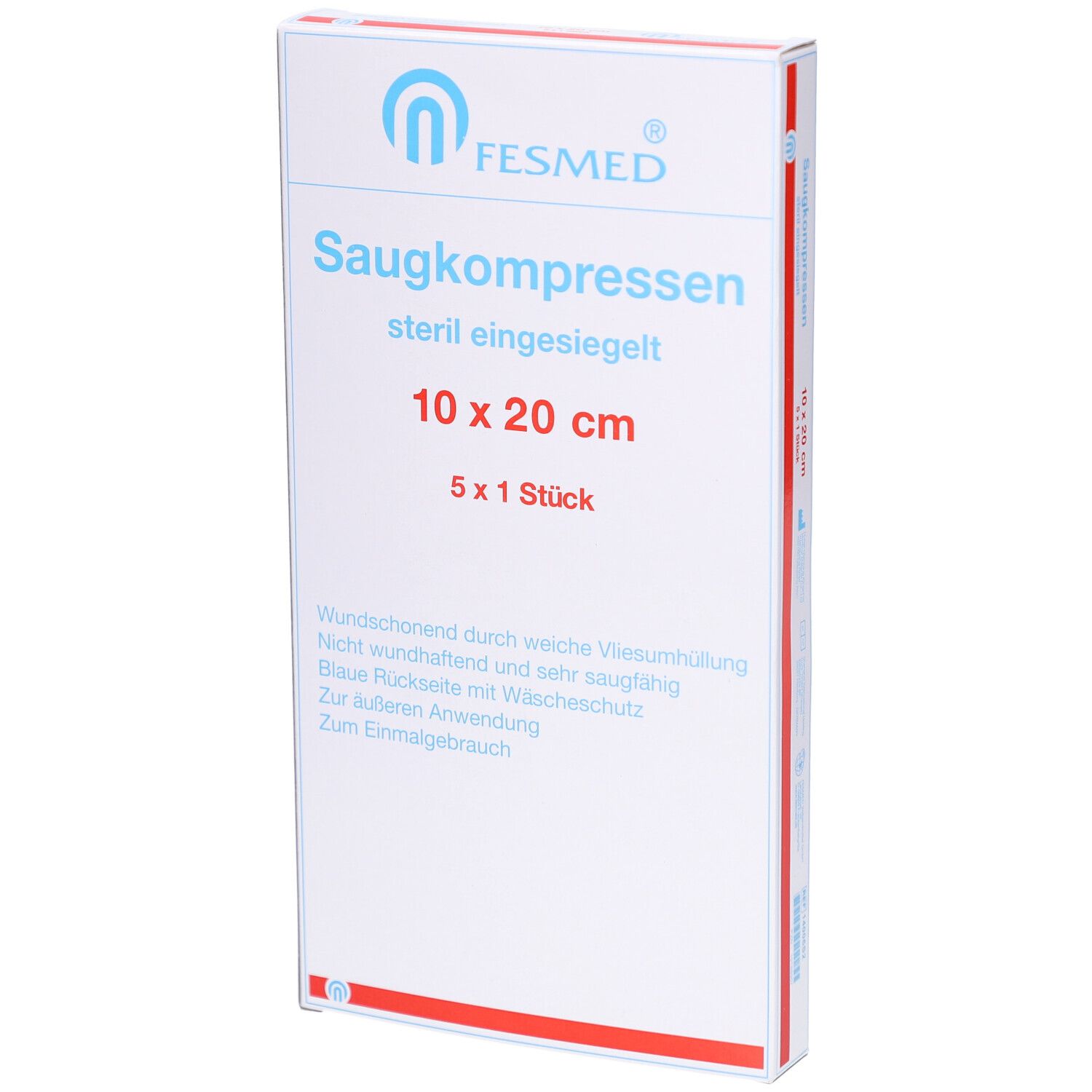 Saugkompressen steril Fesmed 10x20 cm 5x1 St Kompressen