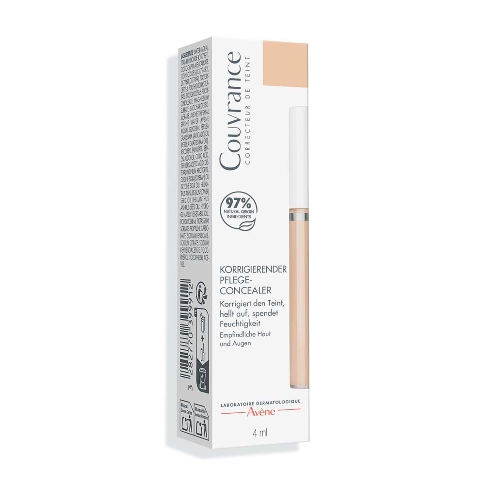 Verpackung mit Concealer-Tube. Text: Couvrance. Korrigierender Pflege-Concealer. 97% natürliche Inhaltsstoffe.
