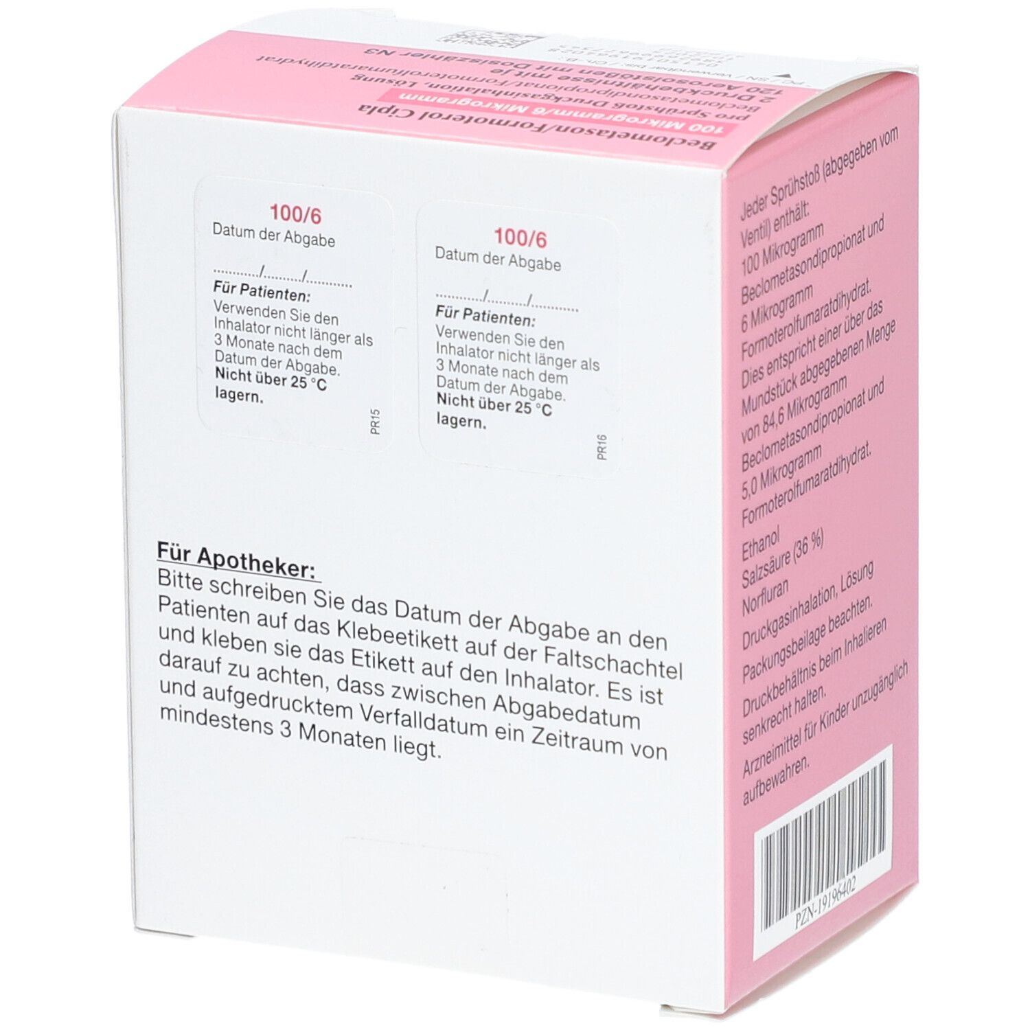 BECLOMETASON/Formoterol Cipla 100/6 µg 120 Hub DOS