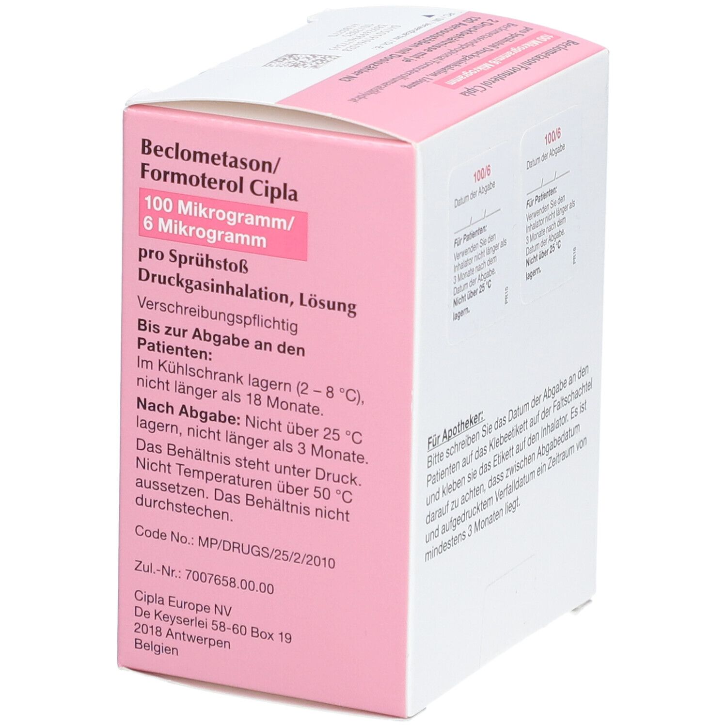 BECLOMETASON/Formoterol Cipla 100/6 µg 120 Hub DOS