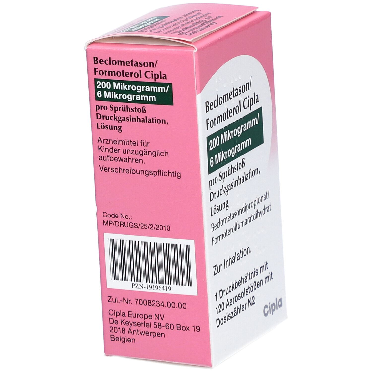 BECLOMETASON/Formoterol Cipla 200/6 µg 120 Hub DOS 1 St Dosieraerosol