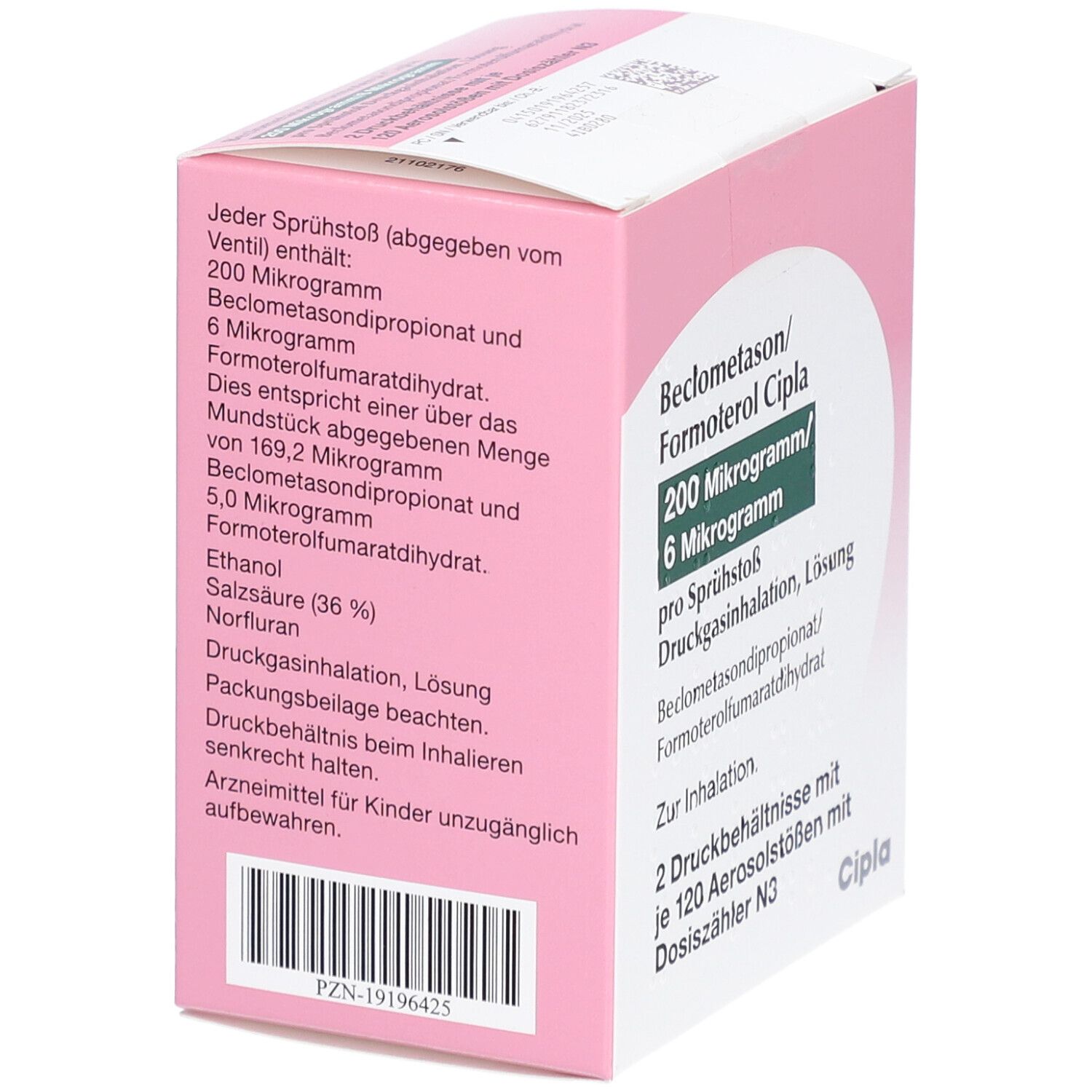 BECLOMETASON/Formoterol Cipla 200/6 µg 120 Hub DOS 2 St Dosieraerosol