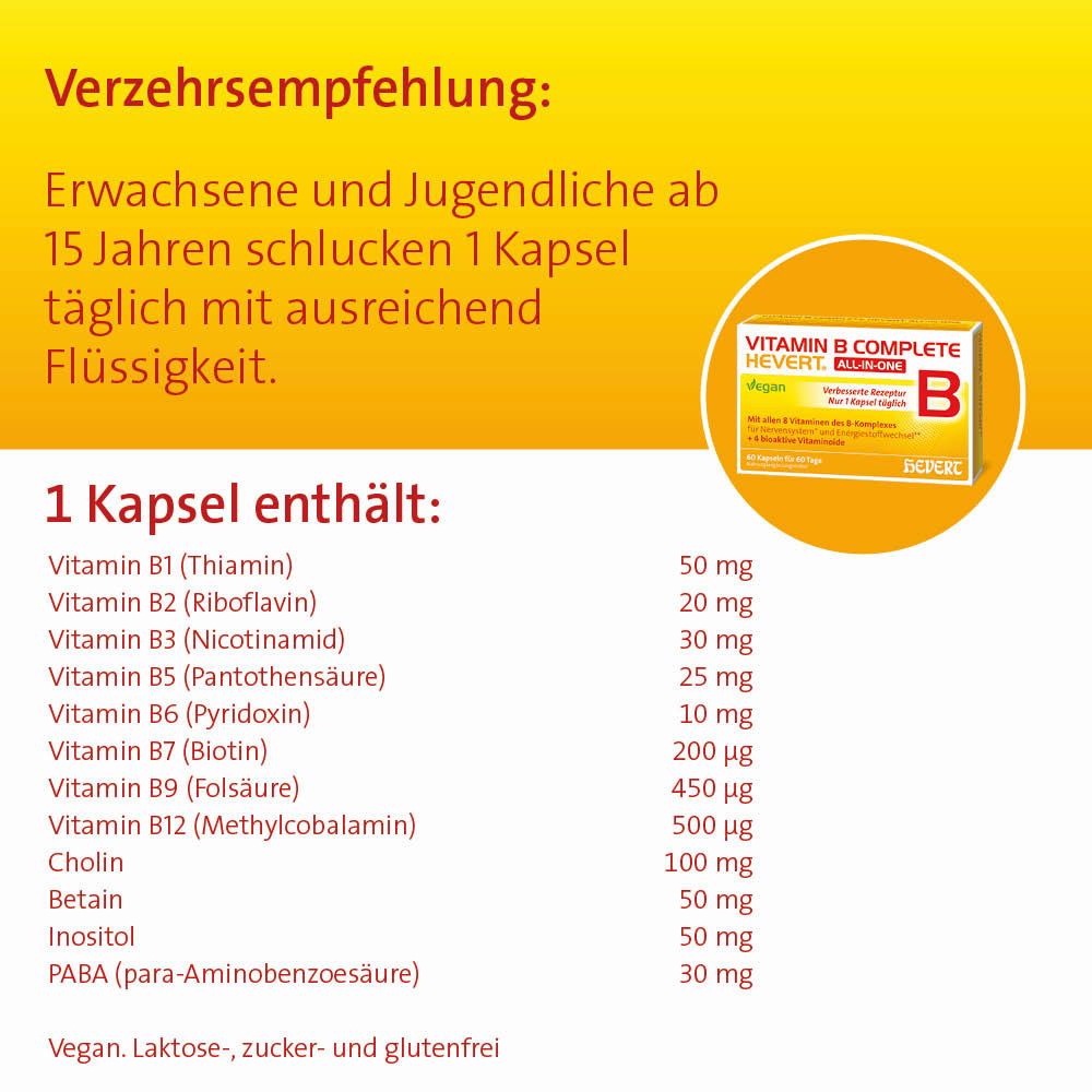 Vitamin B Complete Hevert all-in-one Kapseln 60 St