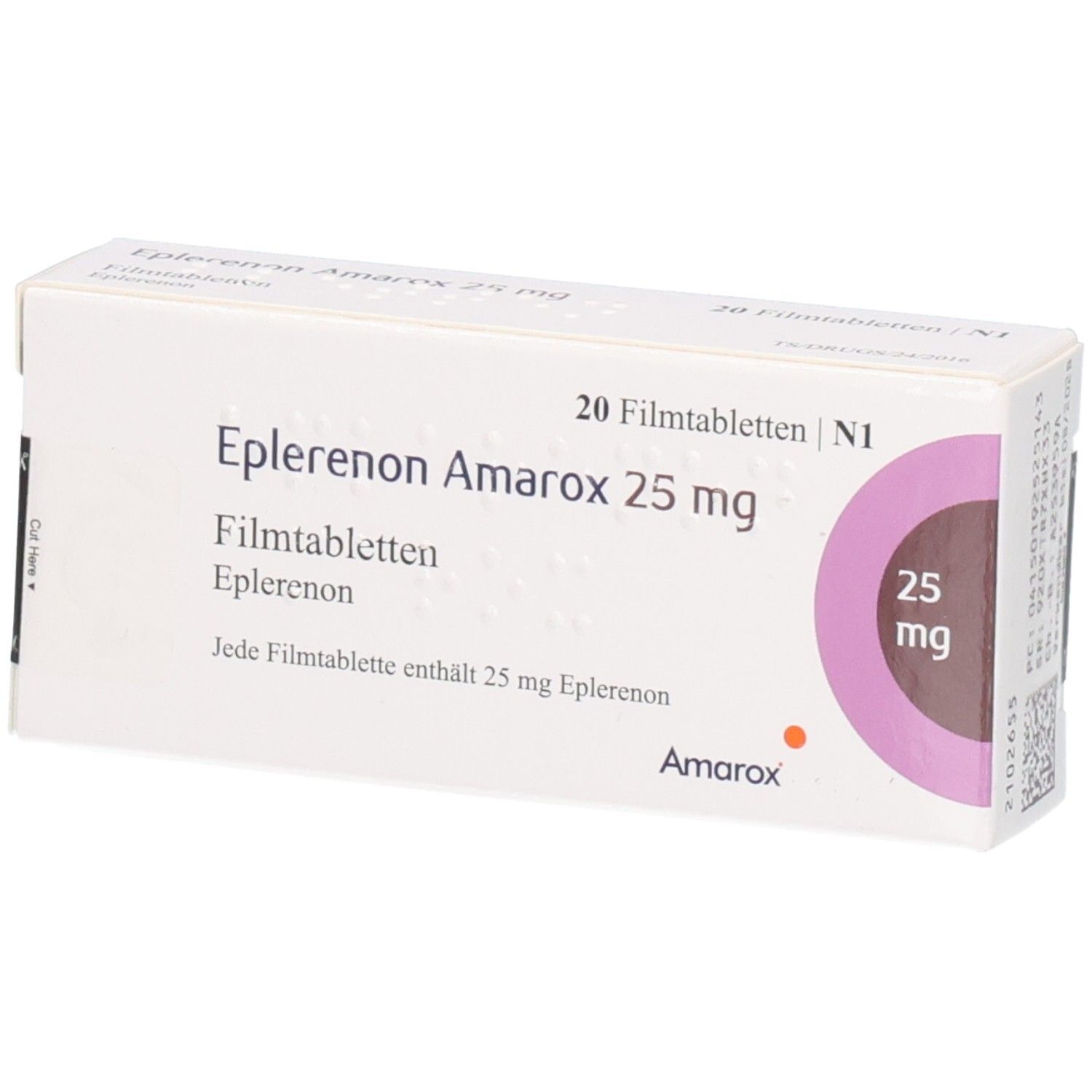 EPLERENON Amarox 25 mg Filmtabletten Schachtel, 20 Filmtabletten.