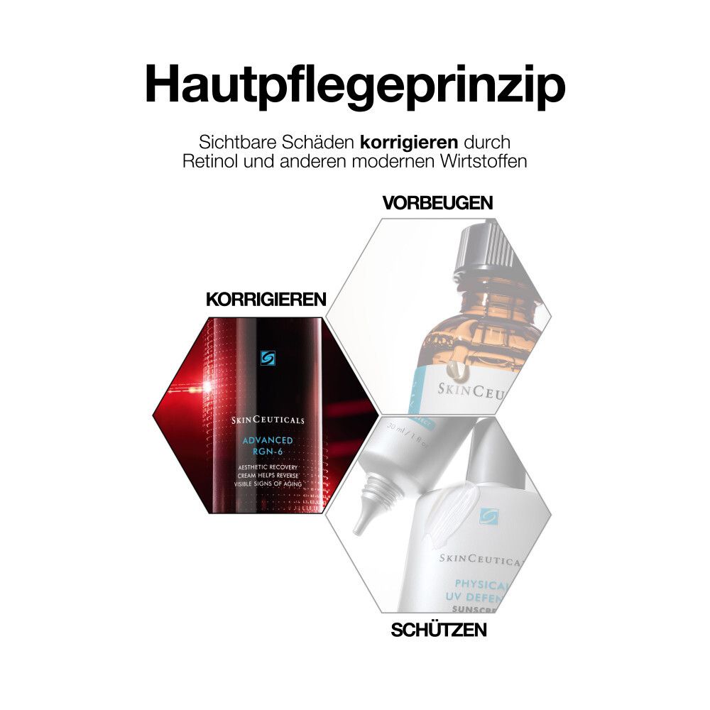 Hautpflegeprinzip. Korrigieren, Vorbeugen, Schützen. SkinCeuticals Advanced RGN-6 Creme.