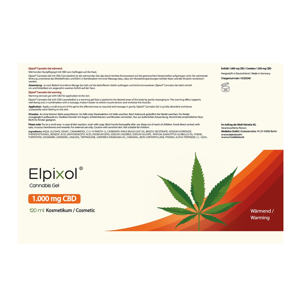 ELPIXOL® Cannabis Gel mit 1.000 mg CBD – Wärmesalbe