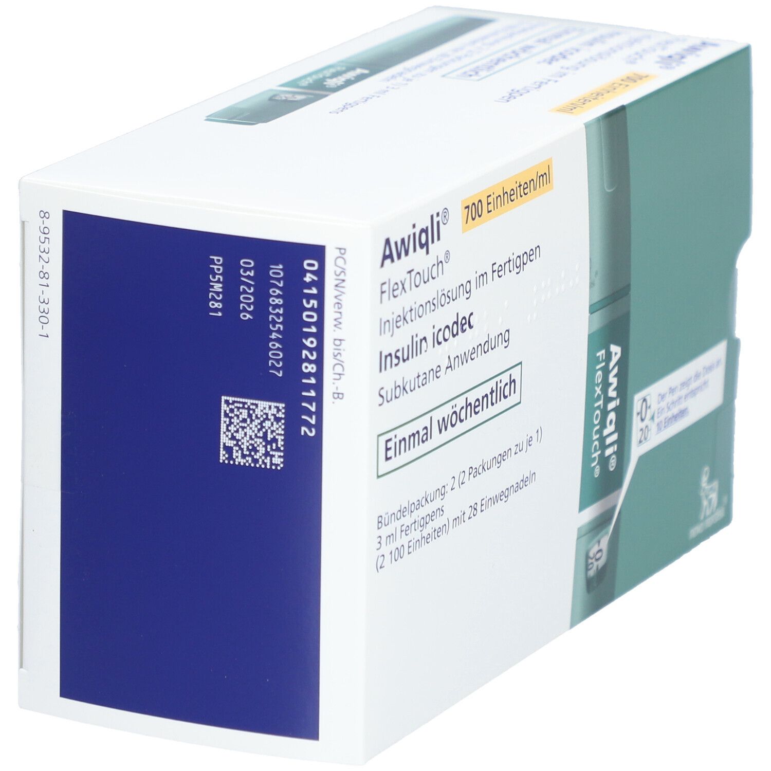 Awiqli 700 E/ml Inj.-L.Fertigpen 2x2100 E/+28 Nad. 2x3 ml Injektionslösung in einem Fertigpen