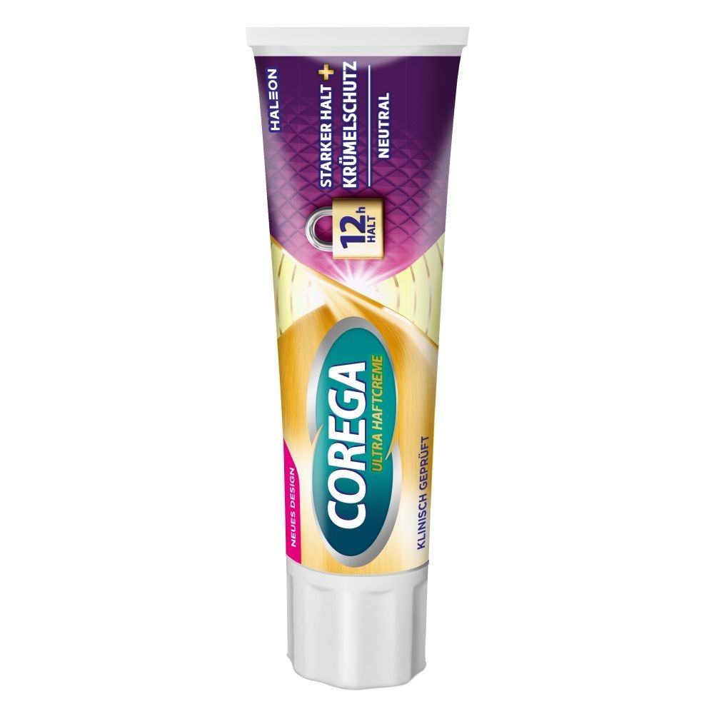 Corega Ultra Haftcreme Neutral Tube, 12h Halt, klinisch geprüft.