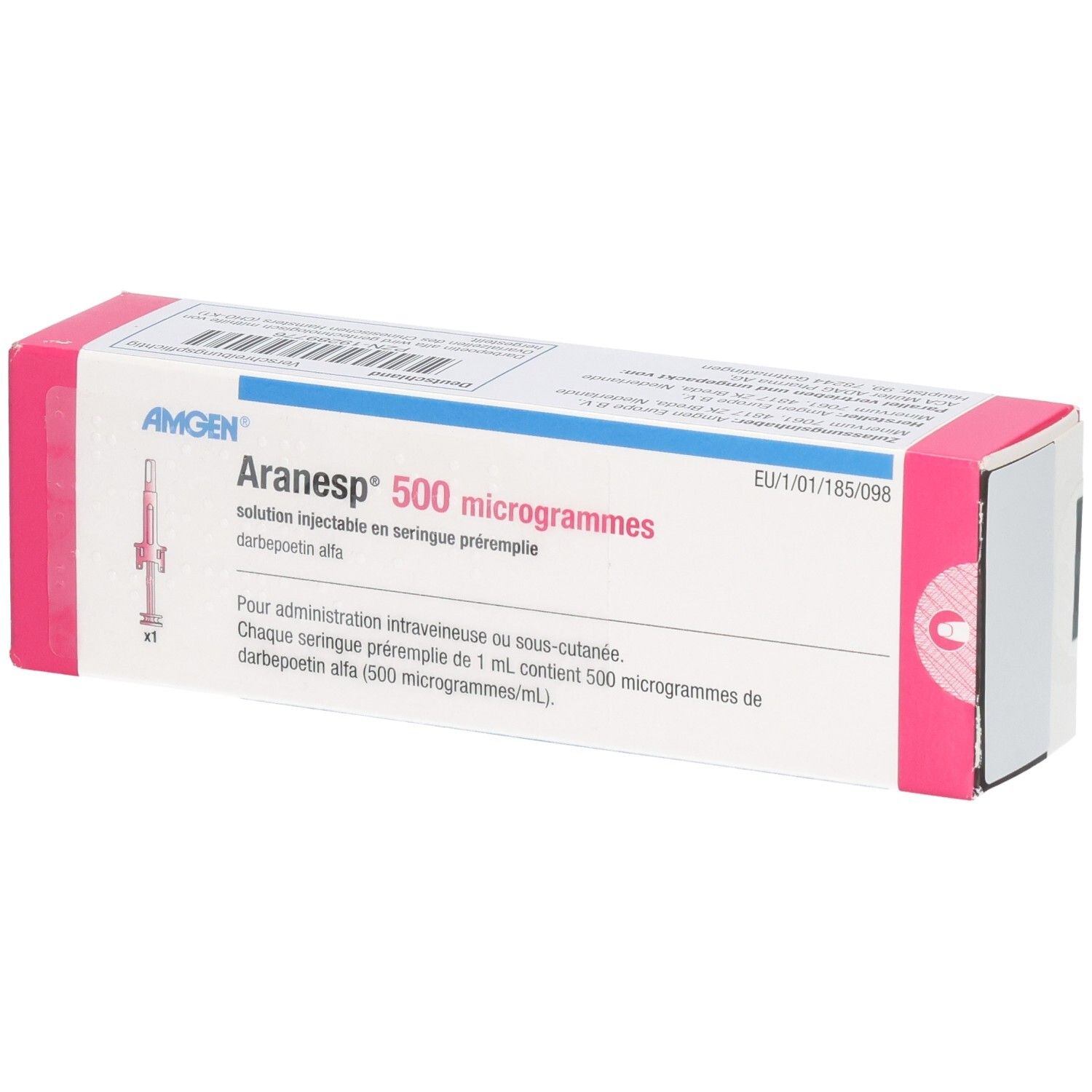 Aranesp 500 Mikrogramm Fertigspritze mit automatischer Nadelschutz. Lösung zur Injektion.