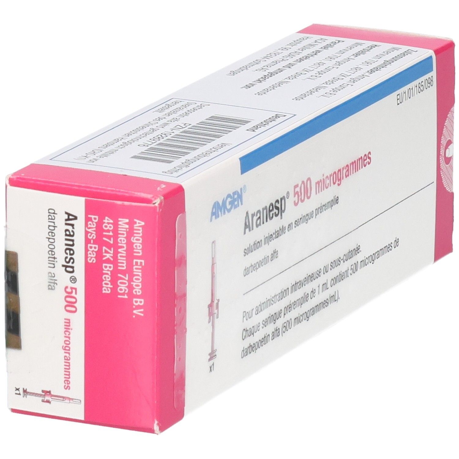 Aranesp 500 Mikrogramm Fertigspritze mit automatischer Nadelschutz. Amgen Europe B.V. Adresse.