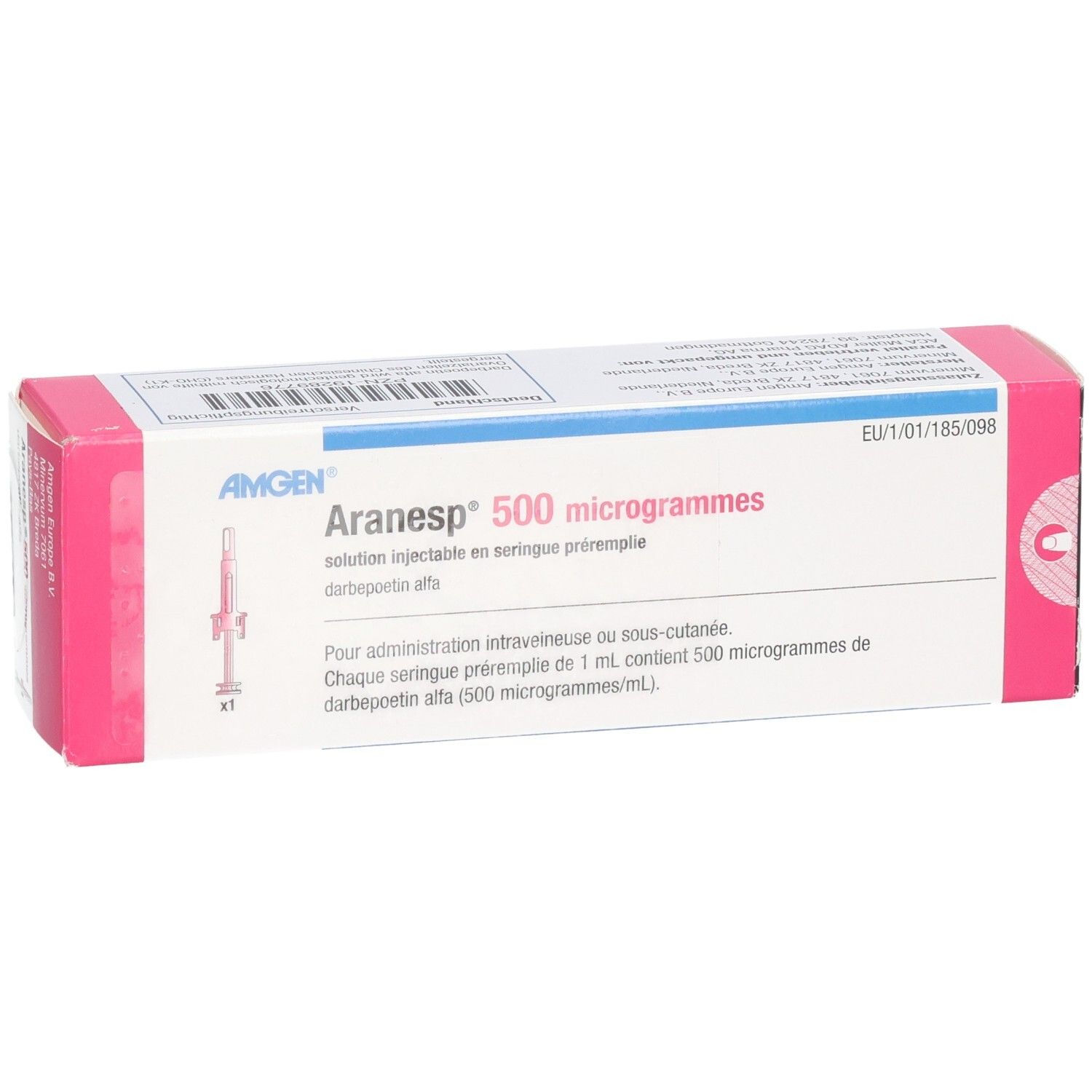 Aranesp 500 Mikrogramm Fertigspritze mit automatischer Nadelschutz. Lösung zur Injektion.