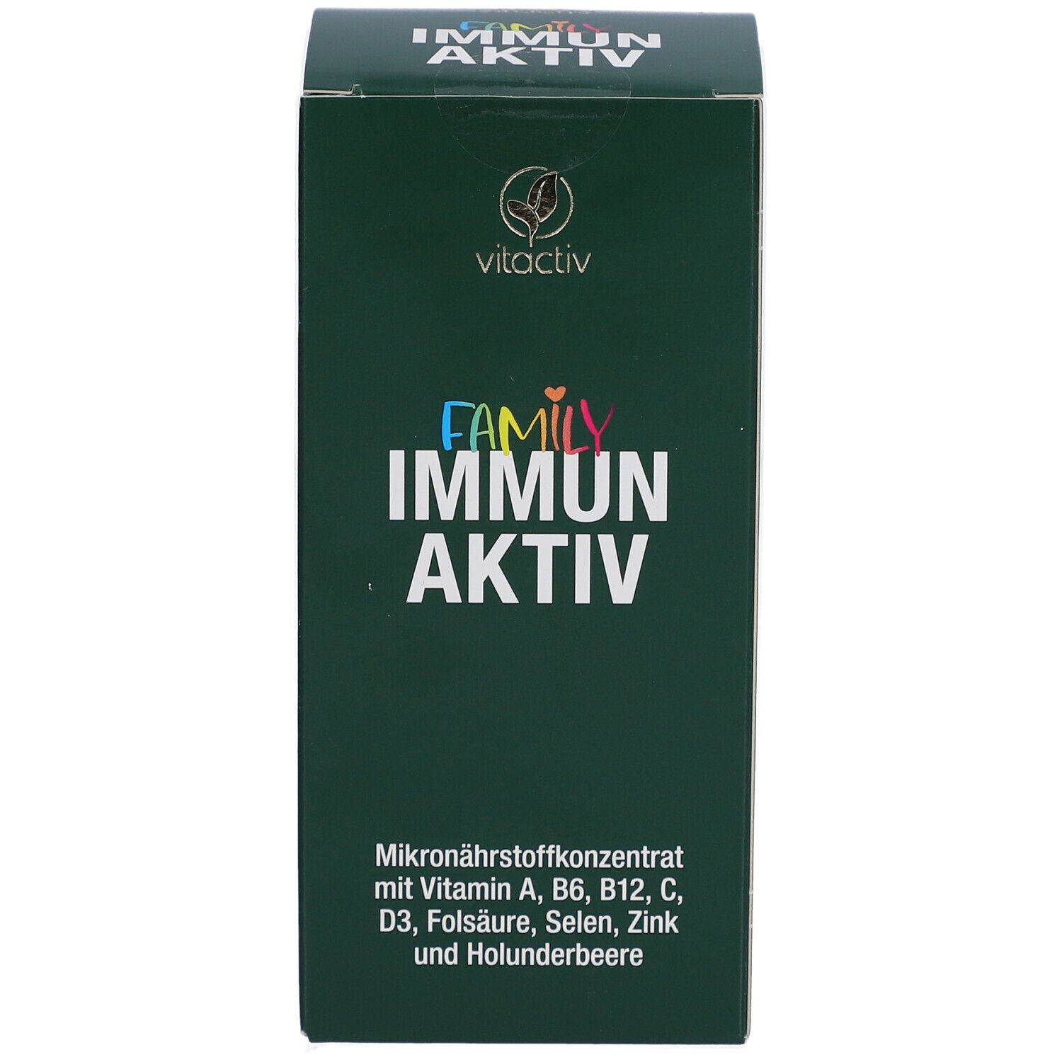 Schachtel. Text: FAMILY IMMUN AKTIV. Mikronährstoffkonzentrat.