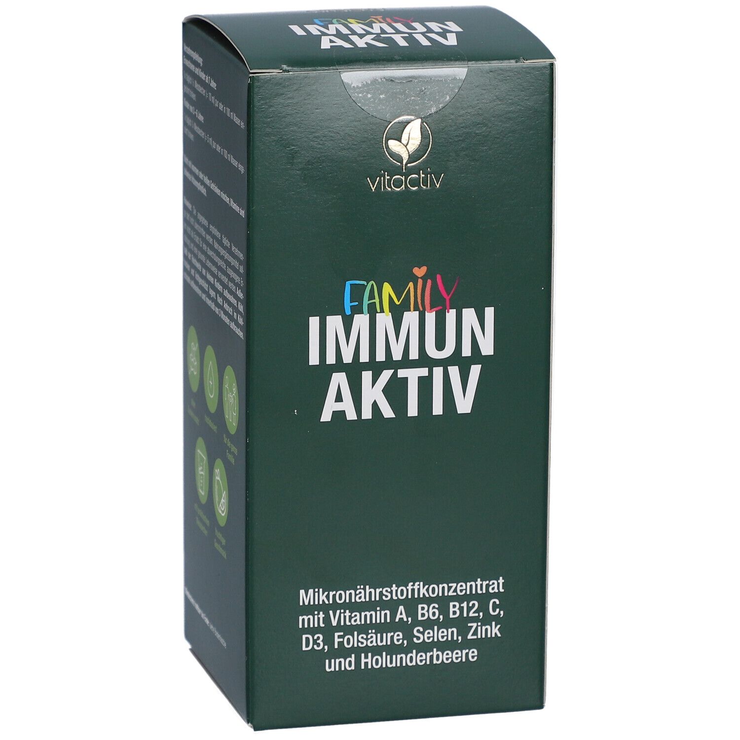 Schachtel. Text: FAMILY IMMUN AKTIV. Mikronährstoffkonzentrat.