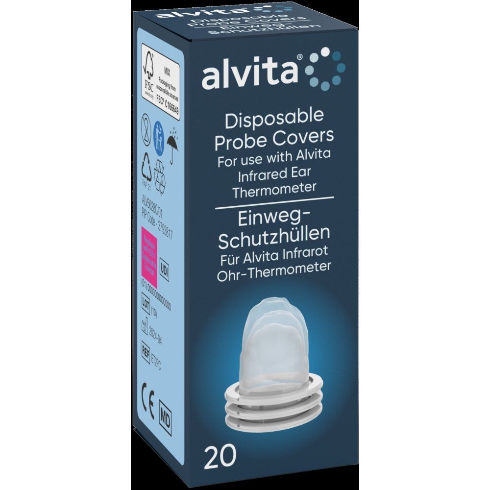 Alvita Einweg-Schutzhüllen für Ohrthermometer 20 St Schutzhüllen